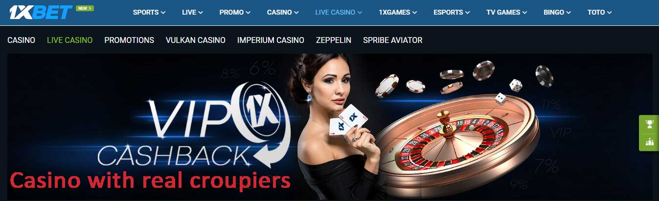 1xBet - Casino with real croupiers