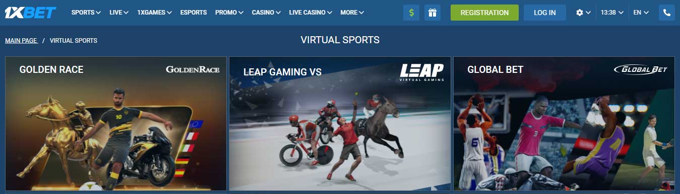 The choice of virtual sports in 1xBet