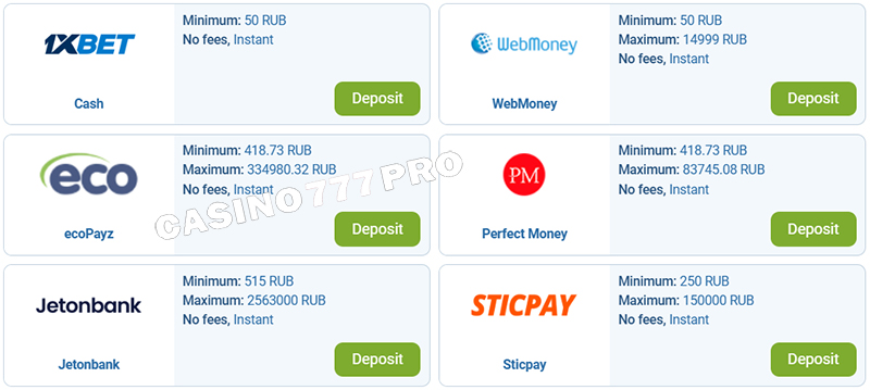 1xbet Casino Payments