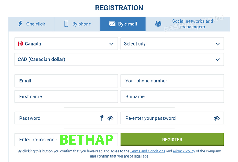 1xBet Sign Up Process - Step by step