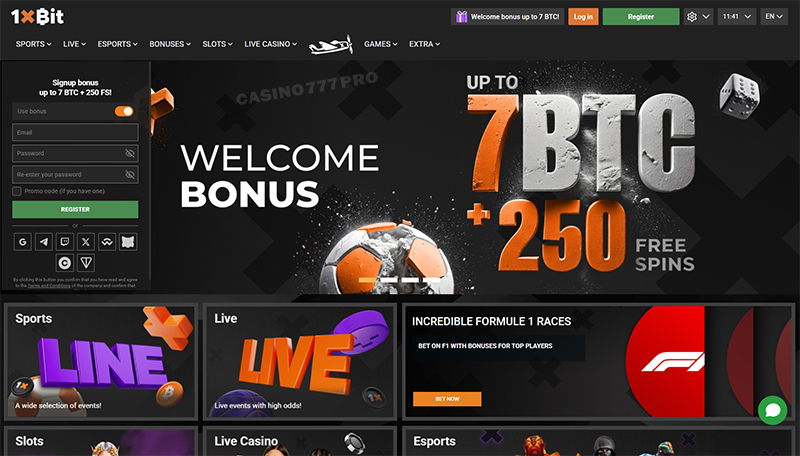 1xbit Interface and Design of the Site
