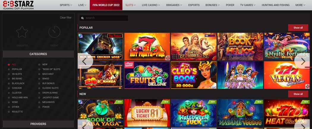 Where to find slot games at 888starz