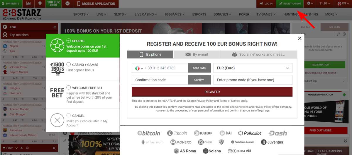 Where and how to register with 888starz