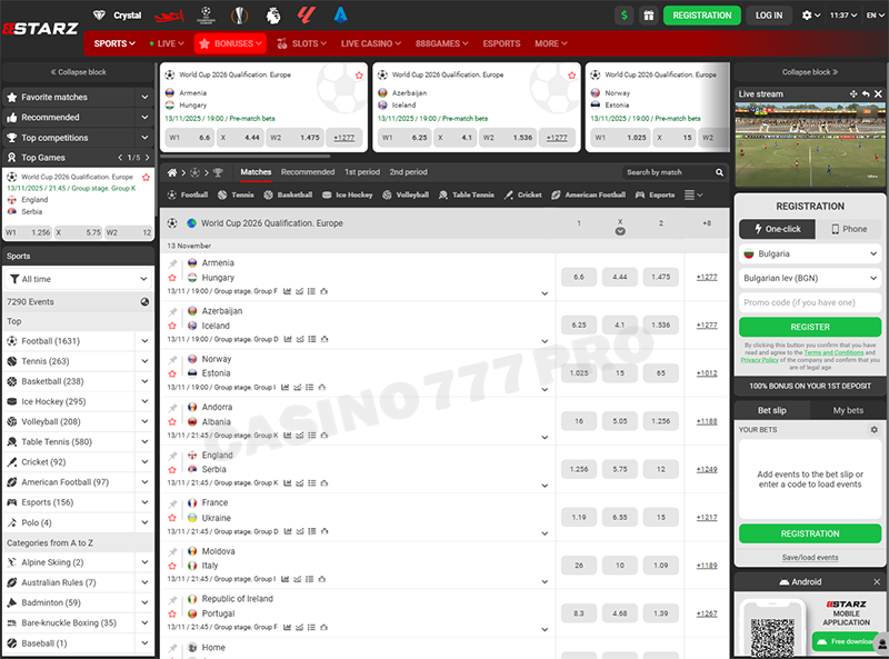 888starz Mobile Sports Live Betting