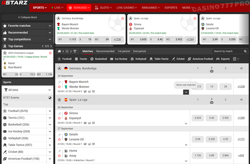 888starz Sports Betting