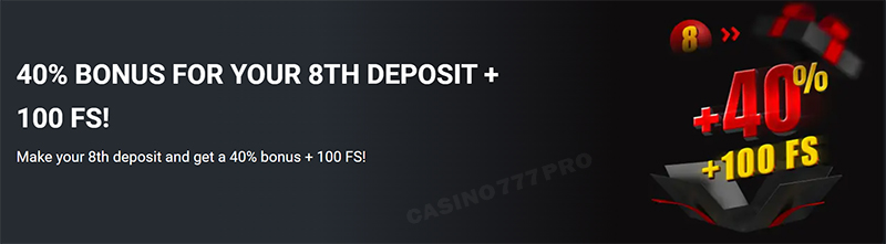 888starz 40% Bonus for Your 8th Deposit + 100 free spins