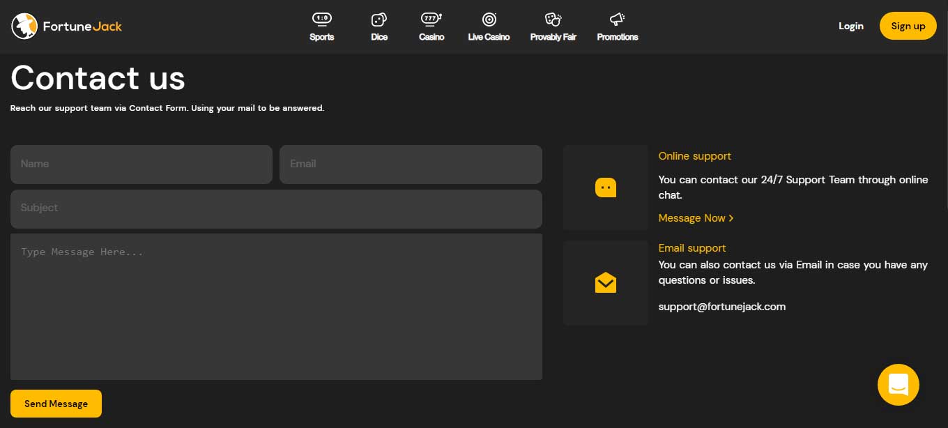FortuneJack contact