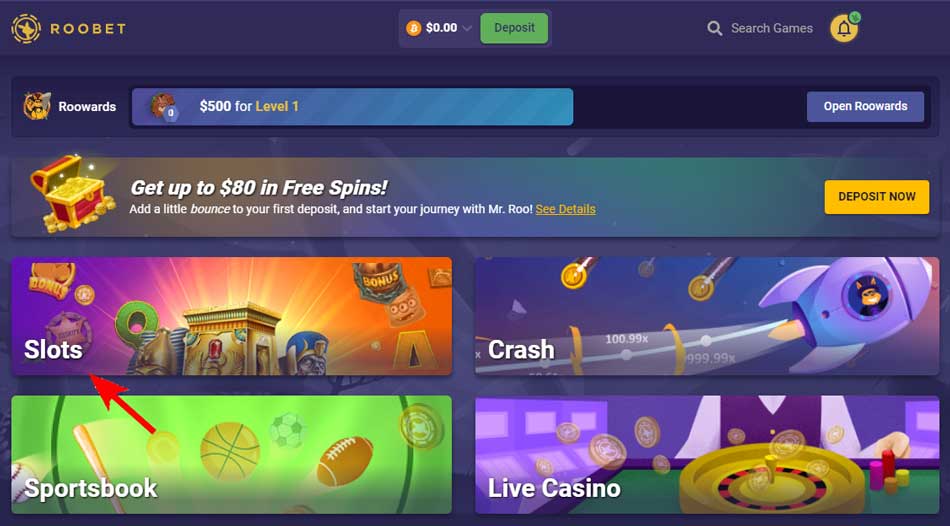 Where to find slots on Roobet