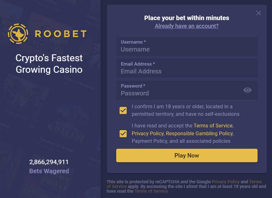 Roobet how to register