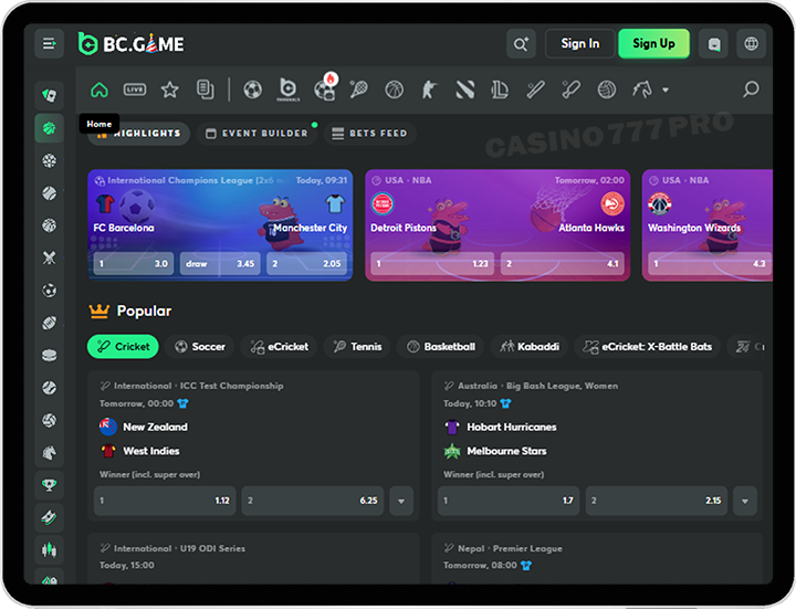 BC Game Sports Betting on Mobile