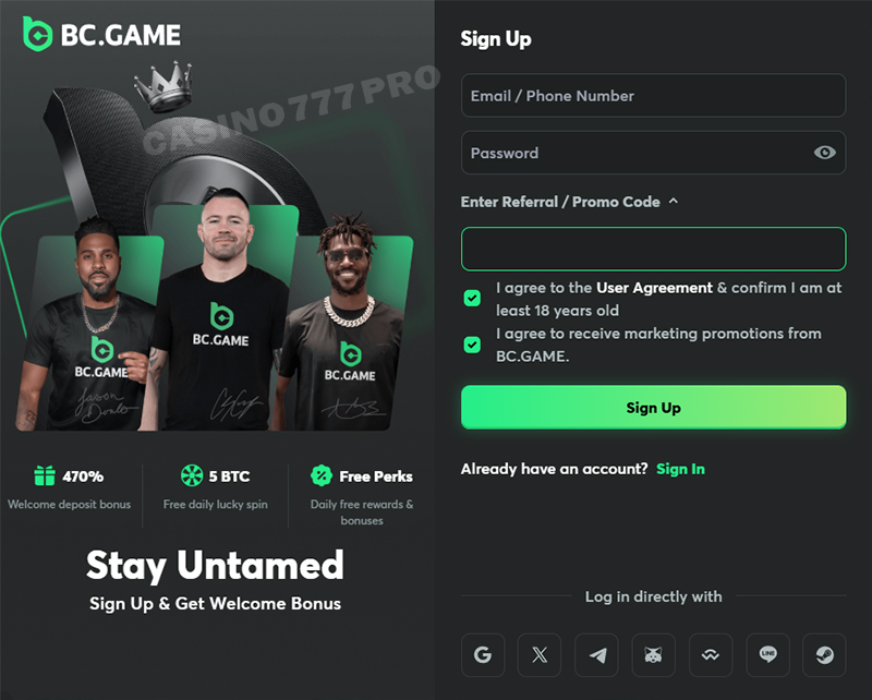 BC Game Casino Account Sign up