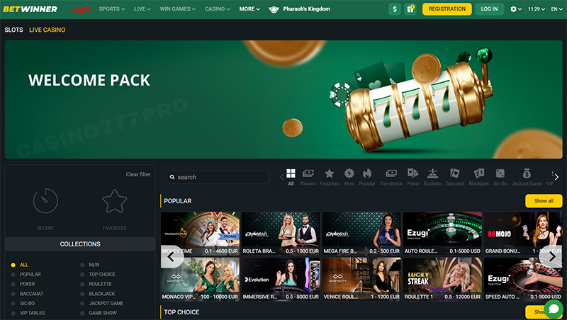 Betwinner Online Casino Interface 