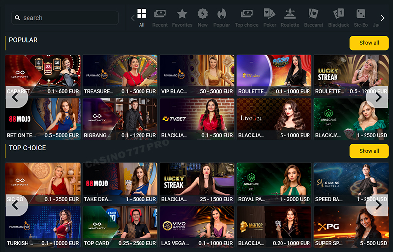 Betwinner Live Casino