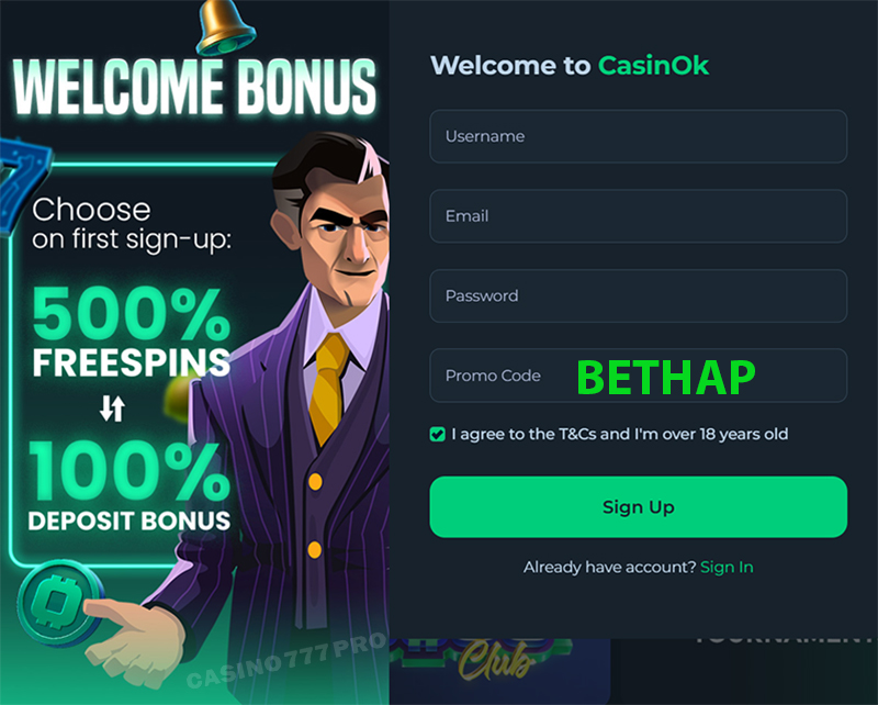 Sign Up at Casinok Casino Website