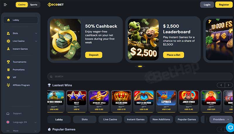 CocoBet Casino Lobby