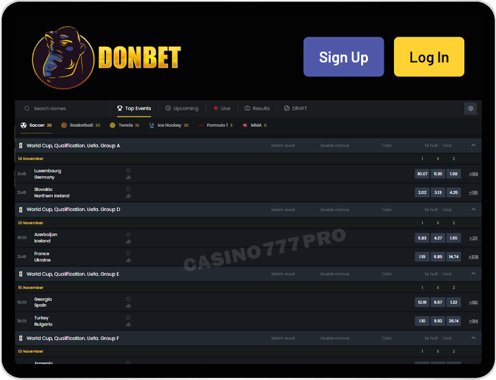 Donbet Mobile Sports Betting Options