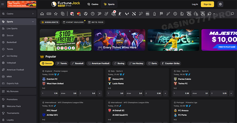 Fortunejack Sports Betting