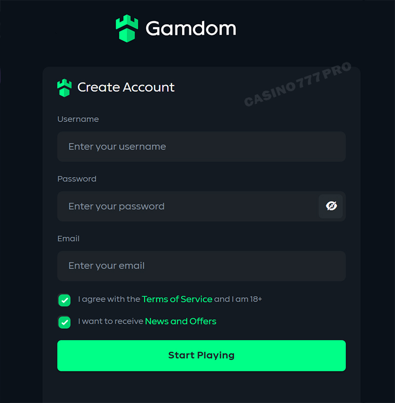Gamdom Register and Log In