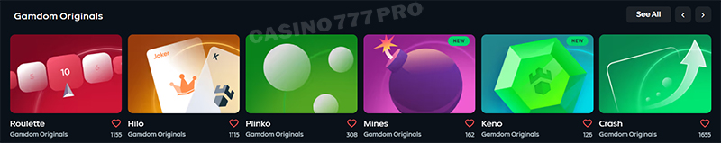 Gamdom Originals and Other Games