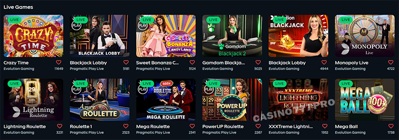 Gamdom Live Dealer Games