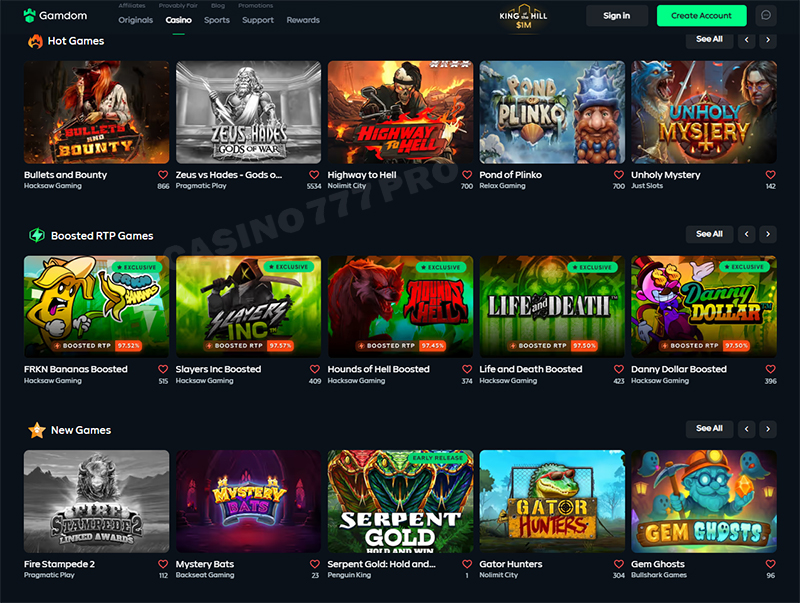 Gamdom Casino Section