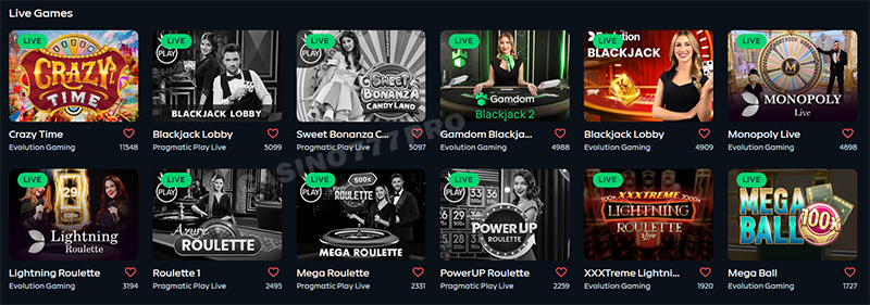 Gamdom Live Casino Games