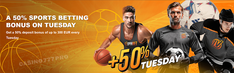 JVSpin 50% Sports Betting Bonus on a Tuesday