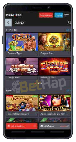 Megapari App Mobile Casino Games