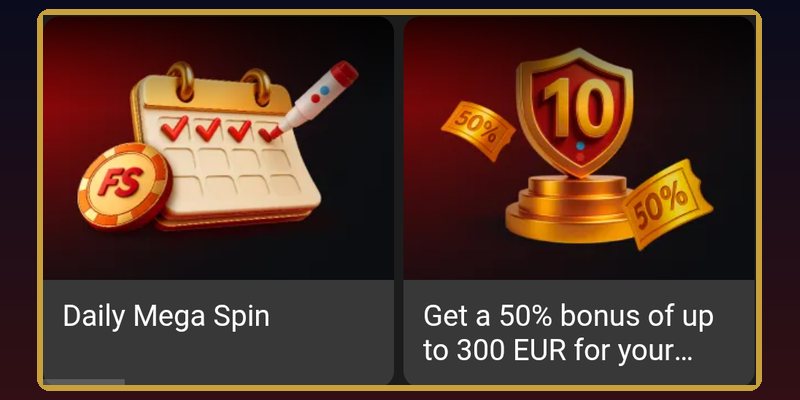 Megapari other bonuses tiles with Daily Mega Spin and the 10th deposit offer