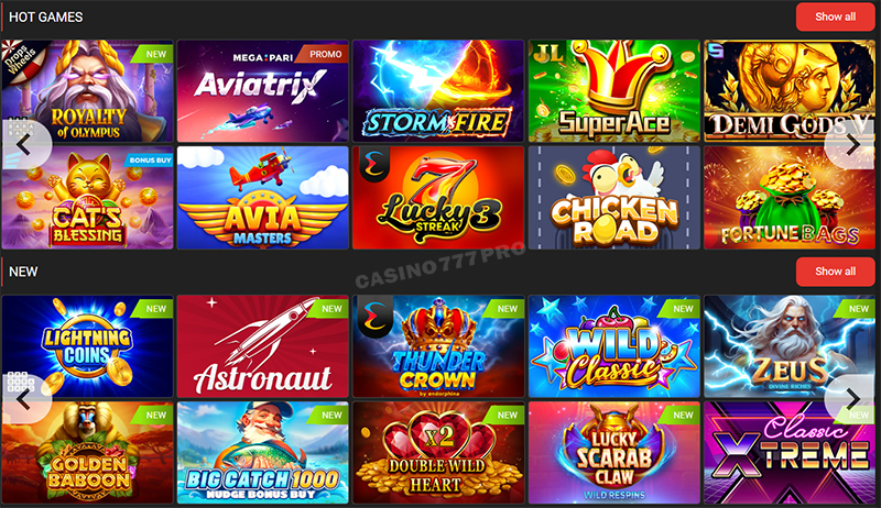 Megapari Casino Games and Live Betting