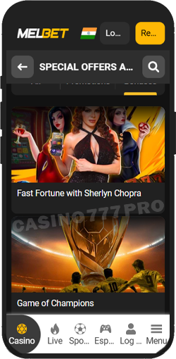 Melbet Casino Games on Mobile