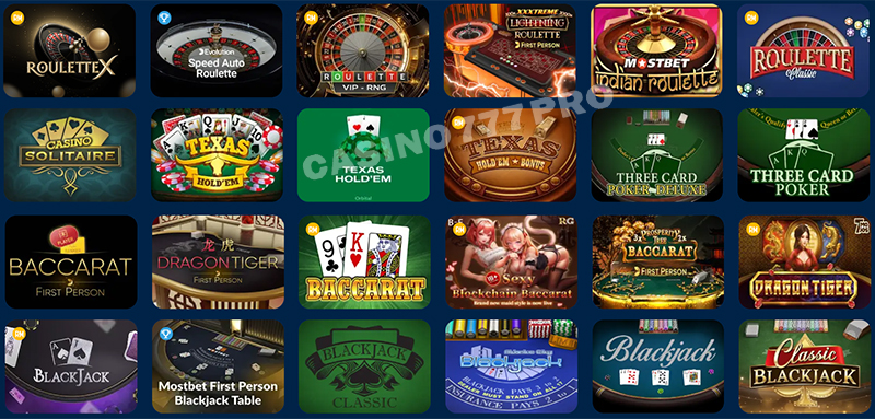 Mostbet Table Games