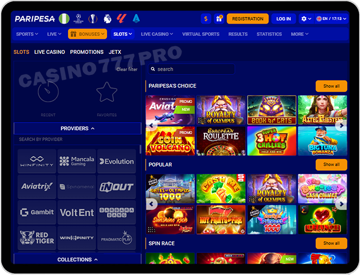Paripesa App Casino Games
