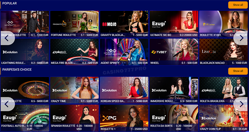 Paripesa Casino Games and Live Betting