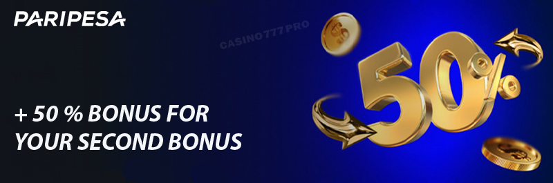 Paripesa +50% for second deposit