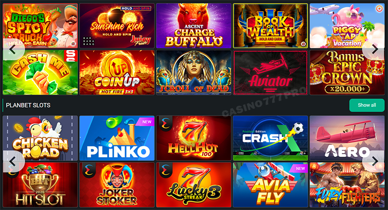 Planbet Online Casino Section