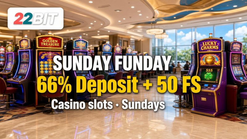 22Bit Sunday Funday Bonus - 66% Deposit + 50 FS