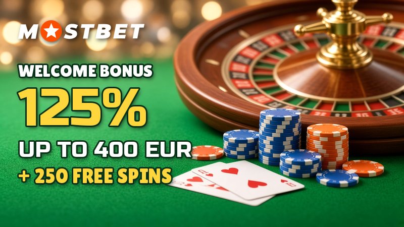 MostBet Casino Welcome Bonus 125% up to 400 EUR + 250 free spins