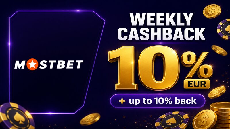 MostBet Weekly Casino Cashback up to 10 percent