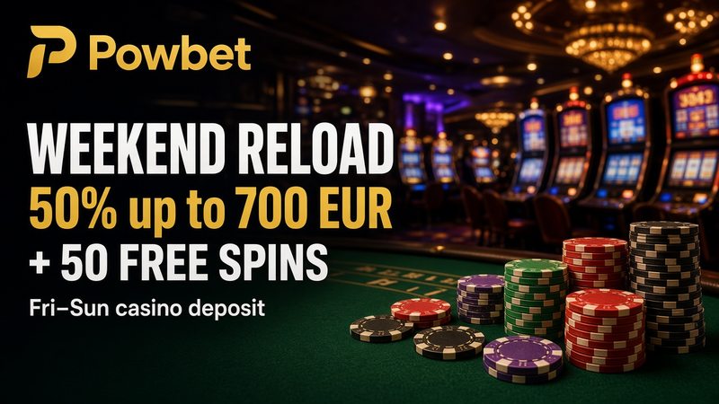 Powbet Weekend Reload Bonus 50 percent up to 700 EUR plus 50 free spins
