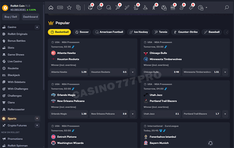 Rollbit Sports Betting