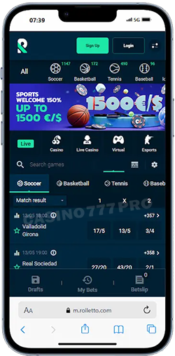 Rolletto Sports Betting on Mobile