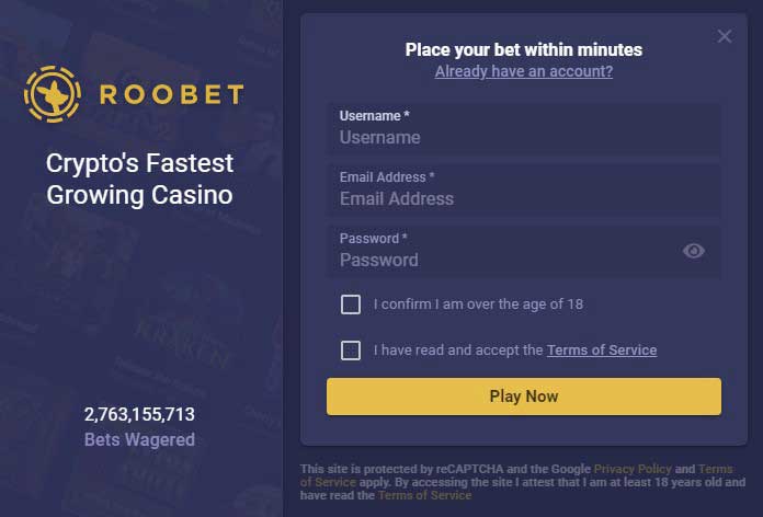 Sign up and Log in via Roobet App