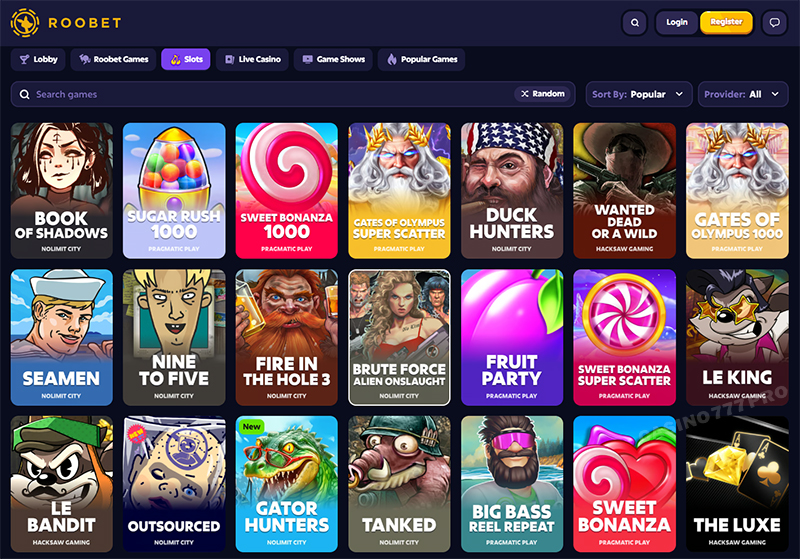 Roobet Casino Section Slot Games