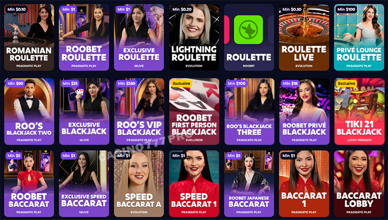 Roobet Casino Table Games