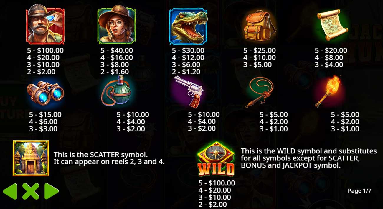 Symbols and Payouts at Jackpot Hunter
