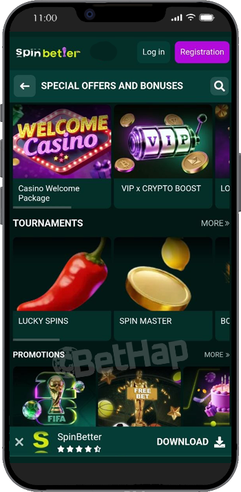 SpinBetter app on Android