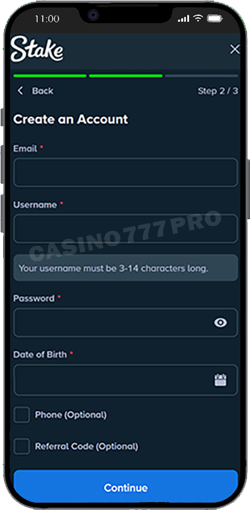 Sign up and Log in via Stake App