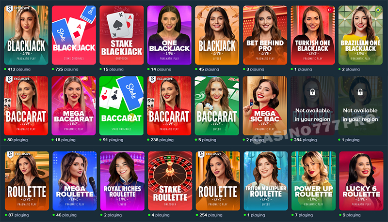 Stake Table Casino Games