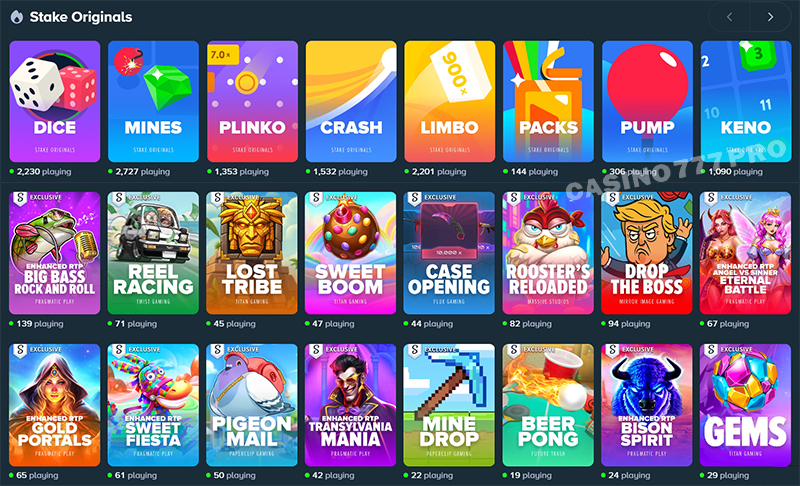 Stake Instant Games and Exclusive Games